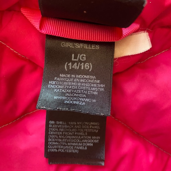 The North Face Quilted puffer coat 550 denier girls L(14/16) silver pink - Picture 5 of 10